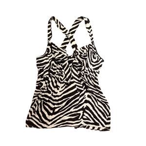 NWT Michael Kohrs 100% Silk Zebra print criss cross Top